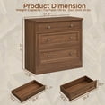 thumbnail image 4 of Brafabhome Set of 2 Nightstands with 3 Drawers, Wooden Bedside Table with Vintage Handles, 31.5" Oversized Extra Large Night Stand with Storage for Bedroom, Walnut, 4 of 9