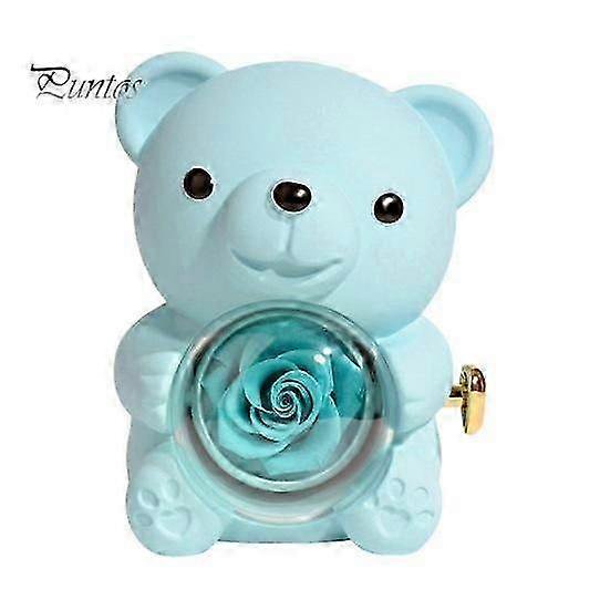 2025 Latest Model Preserved Rose Hug Bear Gift with Heart Necklace Rotatable