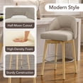 thumbnail image 5 of ReNest 27" Swivel Bar Stools, Upholstered Barstools with Wood Legs & Footrest, Counter Height Stools for Kitchen Island & Home Bar, Sand Fabric, Set of 4, 5 of 14