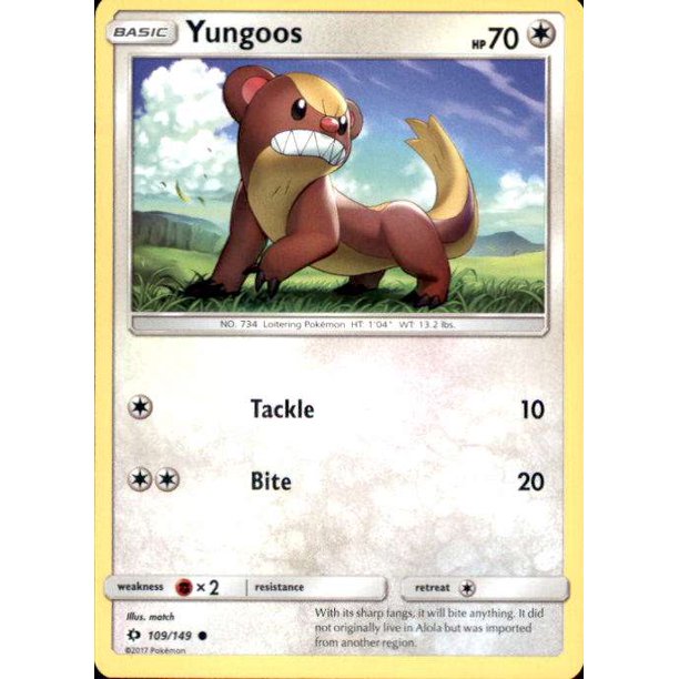Pokemon Sun Moon Base Set Yungoos 109 Walmart Com