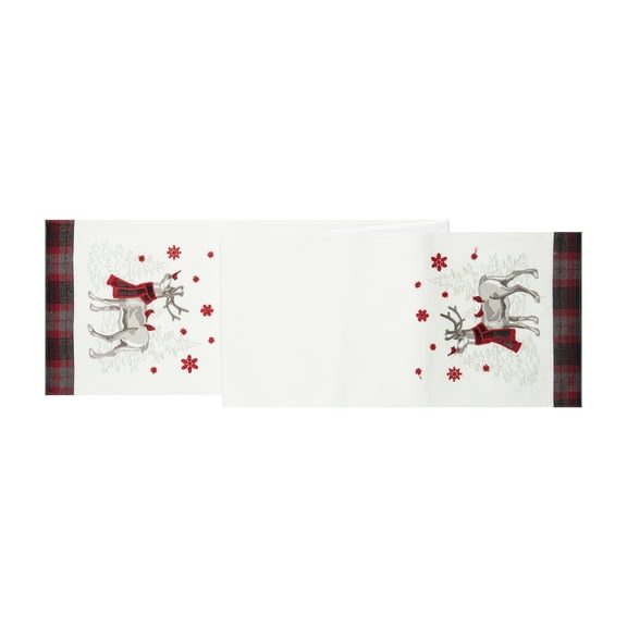 Frosty Reindeer in Scarves Christmas Table Runner 13" x 72"