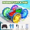 thumbnail image 3 of JoyStone Amphibious RC Car for Kids, 4WD Waterproof All Terrain Remote Control Stunt Truck with Double-Sided Driving, LED Light-Up Wheels, 2 Batteries, Blue, 3 of 9