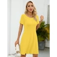 thumbnail image 5 of Chiclily Women's Summer Dresses Casual T Shirt Dresses Light Yellow XL Short Sleeve Flowy Beach Sundress with Pockets, 5 of 9