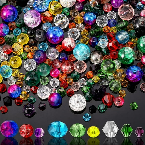 Genreen 1300 Pieces Crystal Glass Beads for Jewelry Making Suncatcher Faceted Bicone Assorted Loose Sparkly Beads for Bracelets Necklace Pendants Jewelry Making Supplies(Colorful)