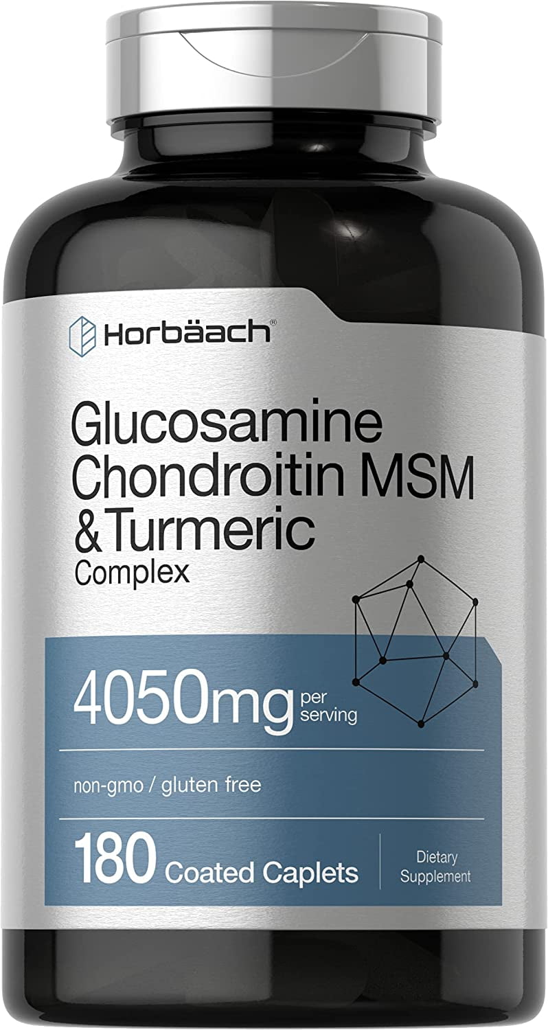 Glucosamine Chondroitin with Turmeric & MSM | 4050 mg | 180 Caplets | by Horbaach
