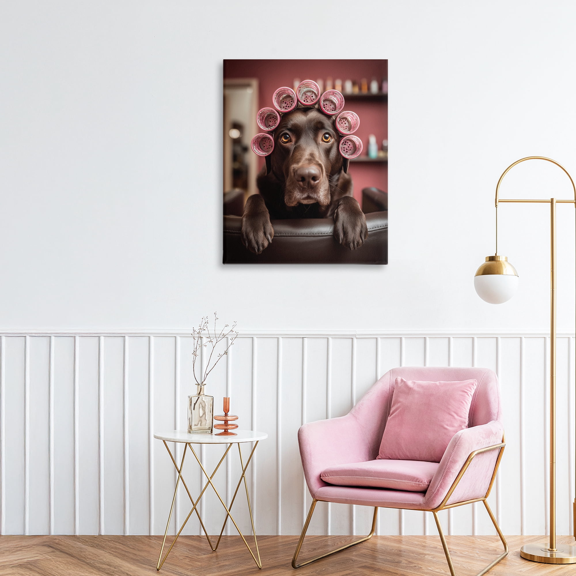 Stupell Industries Dog at Salon with Curlers Canvas Wall Art, design by Scott Stulberg