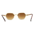 thumbnail image 2 of Mens Luxury Victorian Engraving Rimless Rounded Rectangle Sunglasses Gold Gradient Brown, 2 of 4
