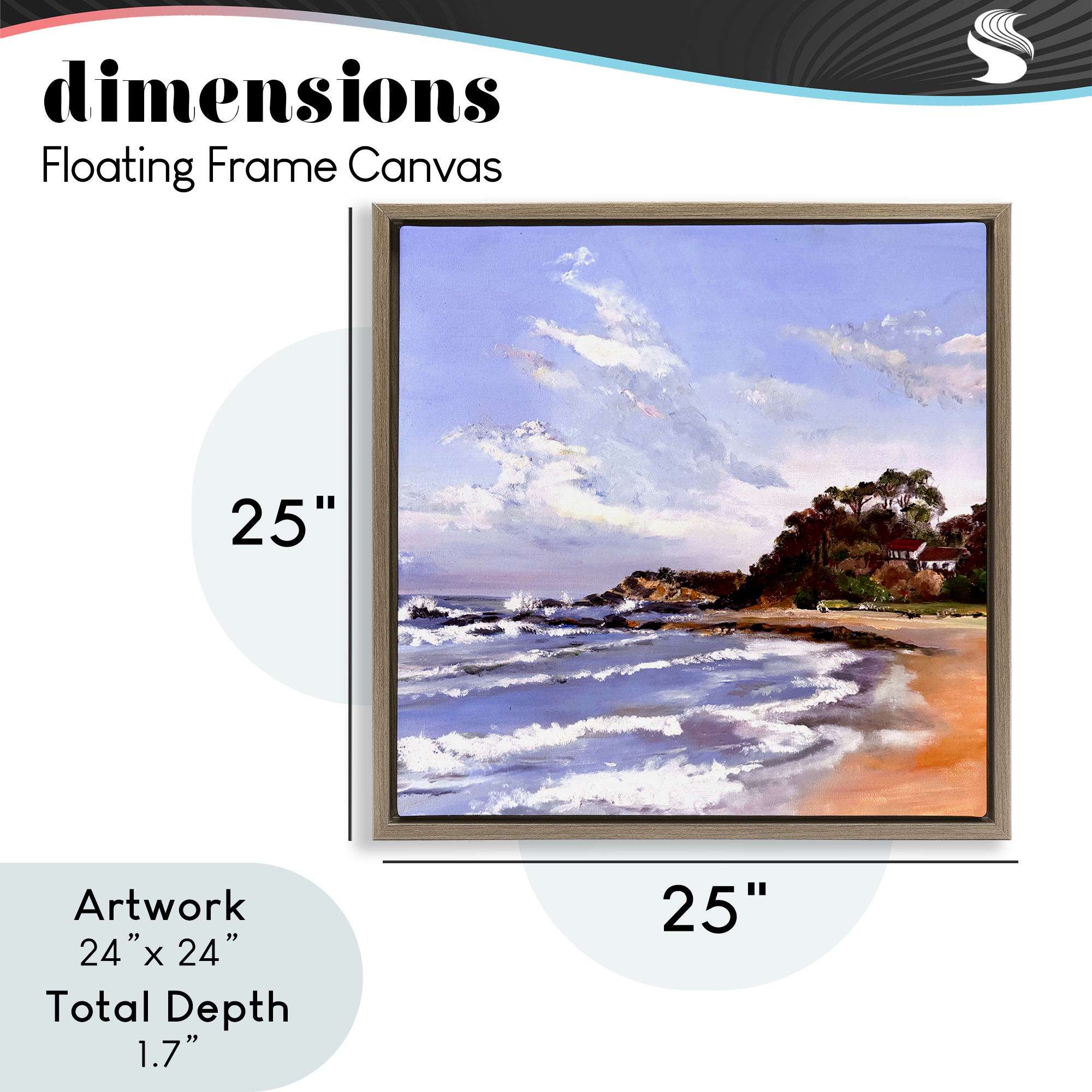 Malua Bay Seascape Brown Framed Floater Canvas Wall Art, design by Patricia Reynolds