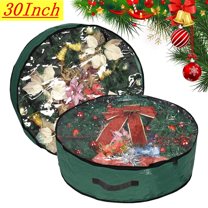 Djiypn Christmas Wreath Storage Bag 30" - Garland Holiday Container with Clear Window - Tear Resistant Fabric - 2 Pack (30 Inch, Green)