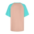 thumbnail image 5 of JSheng Summer Tops for Women Casual Ladies' Contrasting Color Short Sleeved Round Neck Tops with Inserted Shoulder Pink S, 5 of 5