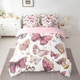 thumbnail image 2 of Homewish Cute Butterflies 7-Piece Twin Bedding Sets,Flying Animal Bedding Comforter Set,Pink White Sheet Sets For Girls Kids,Luxury Bedroom Decor Reversible, 2 of 8