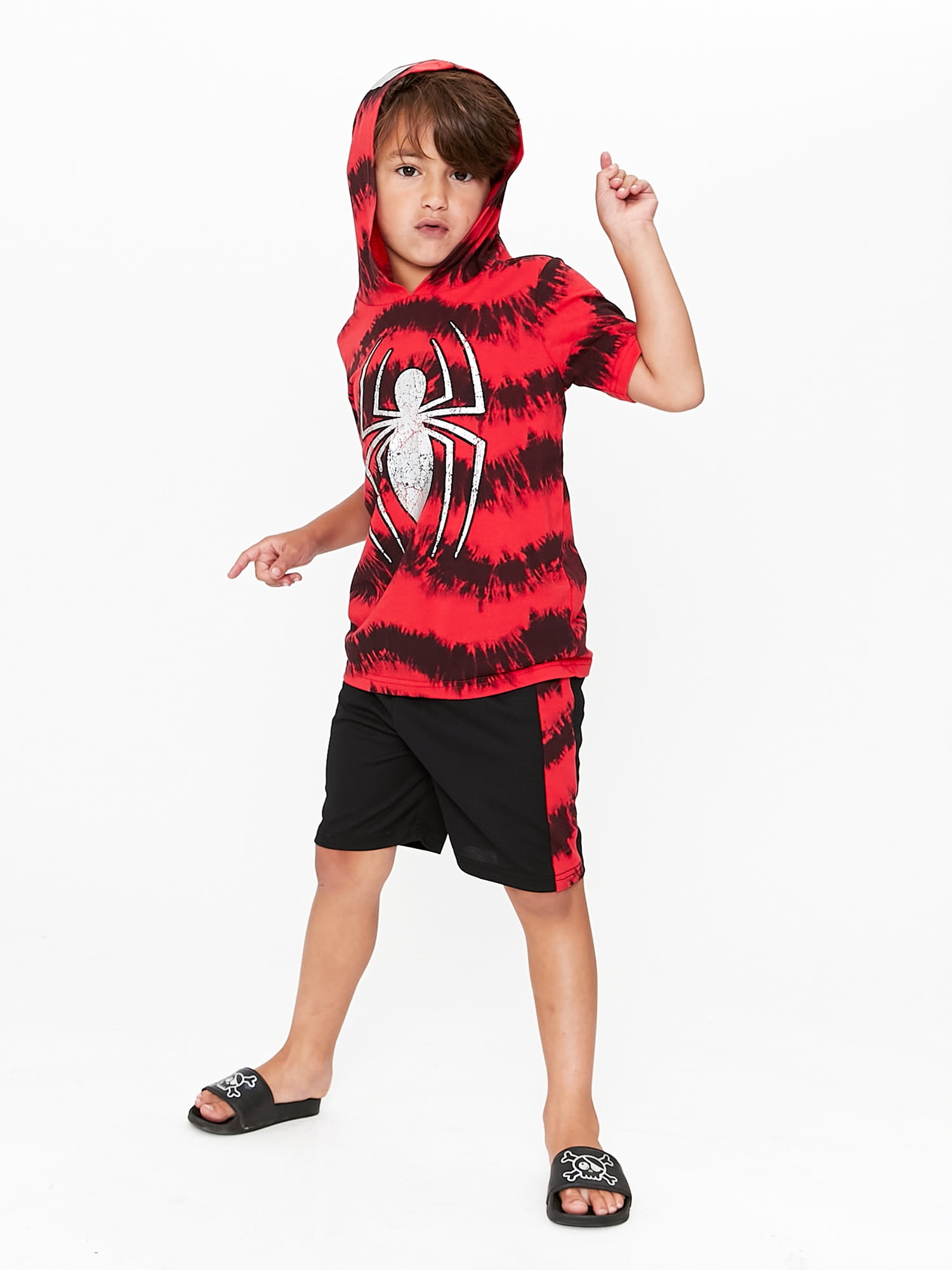 Spider-Man Boys Cosplay Hooded Top & Shorts, 2-Piece Outfit Set, Sizes 4-10