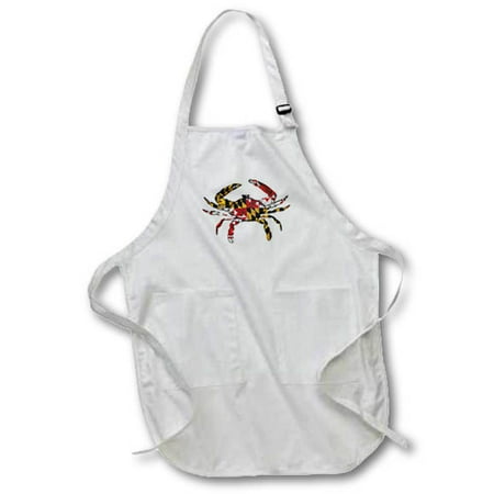 

3dRose Maryland Crab Flag. Medium Length Apron 22 by 24-inch With Pouch Pockets