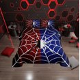 thumbnail image 2 of Erosebridal Gothic Spider Bedding Comforter Set, Spider Web Print Down Comforter, Halloween Room Decor, Red Blue, Reversible 2 Pieces, 2 of 8