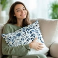 thumbnail image 5 of Decorative Throw Pillow Covers 16x16 Inch Set of 2 Blue Eucalyptus Leaves Fall Decor Pillow Cases for Couch, Leaf Flowers Cushion Case for Living Room Bedroom Bed Car Chair, 5 of 9