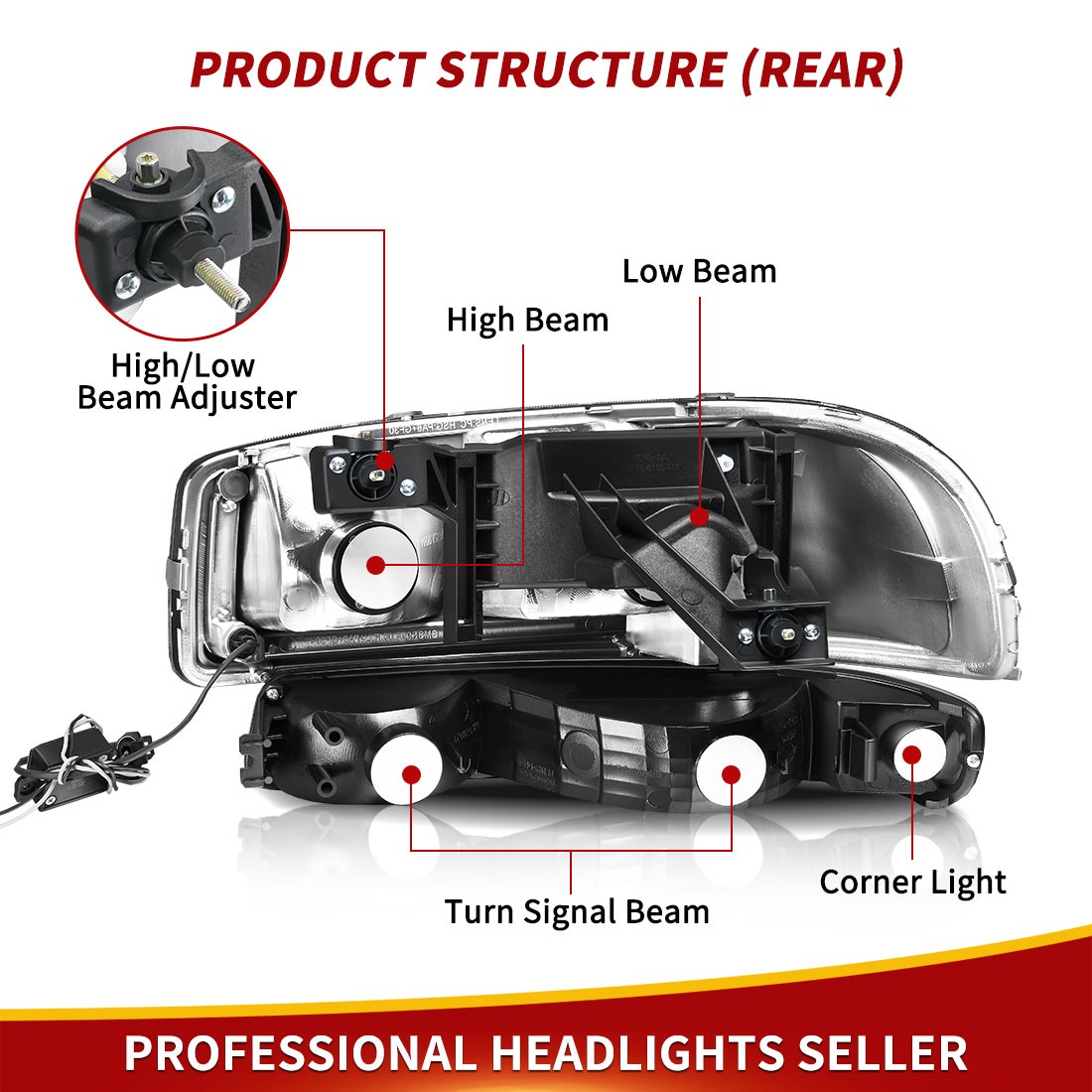 RVNI For 1999-2006 GMC Sierra Yukon XL LED DRL Black Headlights Bumper Signal Lamps