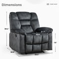 thumbnail image 2 of Bonzy Home Gray Manual Recliner Single Sofa Chair, Wide Backrest with Overstuffed Padded Headrest,Gray, 2 of 7
