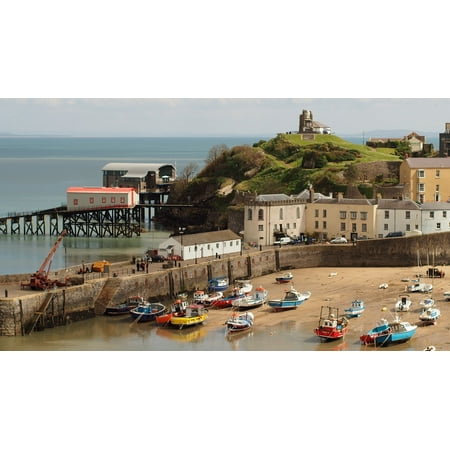 Canvas Print Coastal UK Wales Sea Pembrokeshire Beach Tenby Stretched Canvas 10 x (Best Coastal Walks Uk)