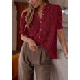 thumbnail image 4 of Blusa PRETTYGARDEN de encaje de manga corta para mujer, primavera 2025, 4 of 6