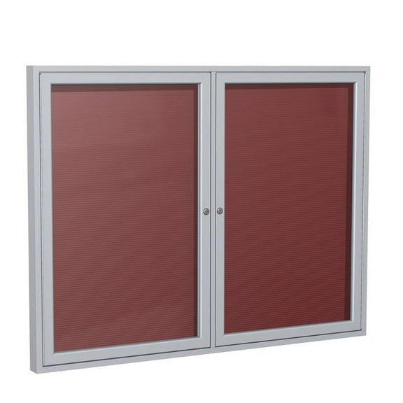 Ghent's Vinyl 48" x 60" 2 Door Enclosed Flannel Letterboard in Burgundy Red