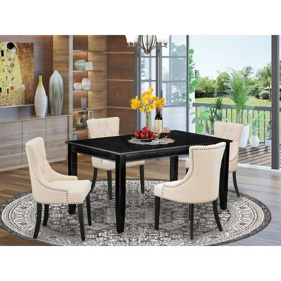 East West Furniture Dining Room Set Black, DUFR5-BLK-02