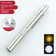 thumbnail image 1 of Medical-Grade USB Rechargeable Flashlight with Dual Yellow/White Light: Portable, Durable Silver Penlight for Oral Exams, Pupil Checks &; Long-Lasting, High-Quality Illumination for Medical, 1 of 6