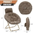 thumbnail image 2 of YEXJ Round Comfy Saucer Chair with Headrest Large Cozy, Metal Frame Cozy Lounge Lazy Chair Folding Faux Fur Saucer Chair for Adults-Light Brown, 2 of 9