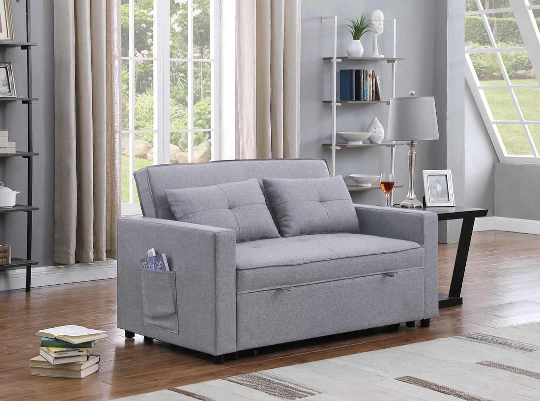 Pull Out Sofa Sleeper, 3-in-1 Convertible Sleeper Sofa Bed with Side ...