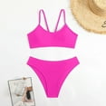 thumbnail image 2 of Womens Swimsuits Summer Beach Solid Color Backless Bikini Split Set Hot Pink Womens Bathing Suits M, 2 of 7