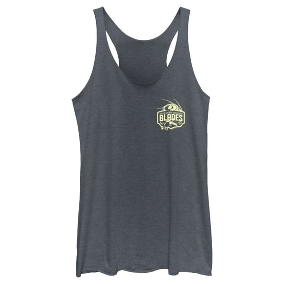 Women's Mossy Oak Small Shadow Grass Blades Logo  Racerback Tank Top Navy Blue Heather 2X Large