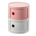 thumbnail image 1 of Mesita de noche de estilo nórdico, redonda, de gran capacidad, con dos niveles, ideal para dormitorio, color rosa y blanco lechoso., 1 of 12