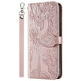 thumbnail image 2 of Feishell Tree Embossed Pattern PU Leather Phone Case for Samsung Galaxy A14 5G 6.6 inch,Shockproof Magnetic Clasp Flip Kickstand Credit Card Slots Wallet Phone Case with Wrist Strap,Rosegold, 2 of 9