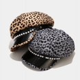 thumbnail image 2 of CoCopeanut Fashion Leopard Women Military Hat Spring Autumn Sailor Hats Ladies Beret Caps Flat Top Pearl Travel Cadet Octagonal Hat Outdoor, 2 of 6