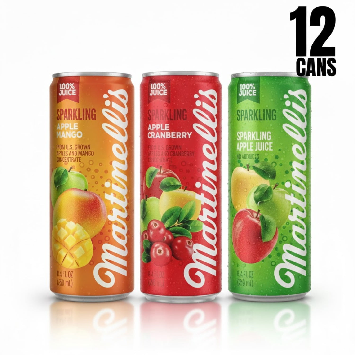 Martinelli’s Sparkling Juice Trio – Variety 12‑Pack, 3 Flavors, 8.4 fl oz Cans ✅