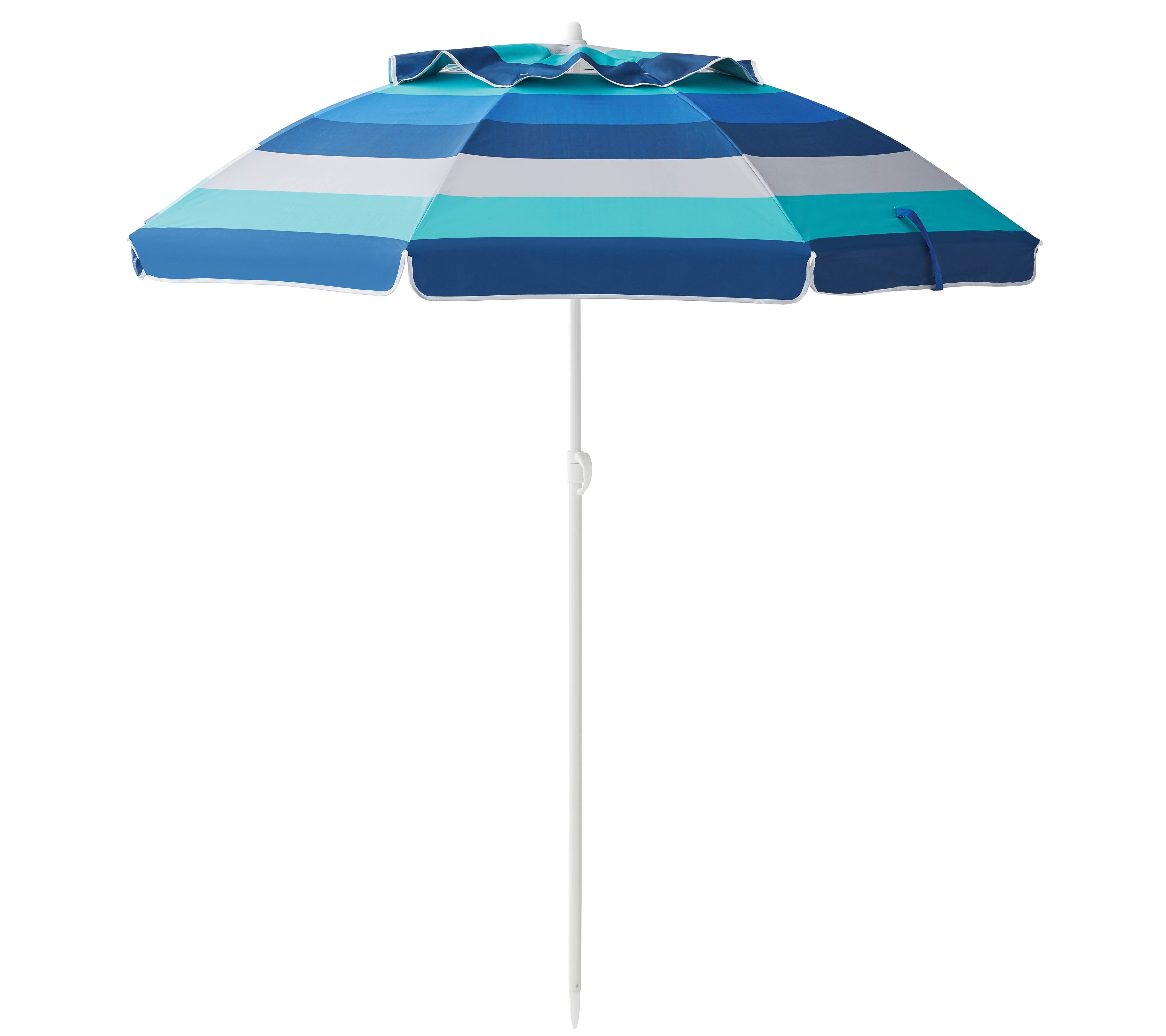 Mainstays 6' Blue Stripe Portable Beach Umbrella, UV Protection