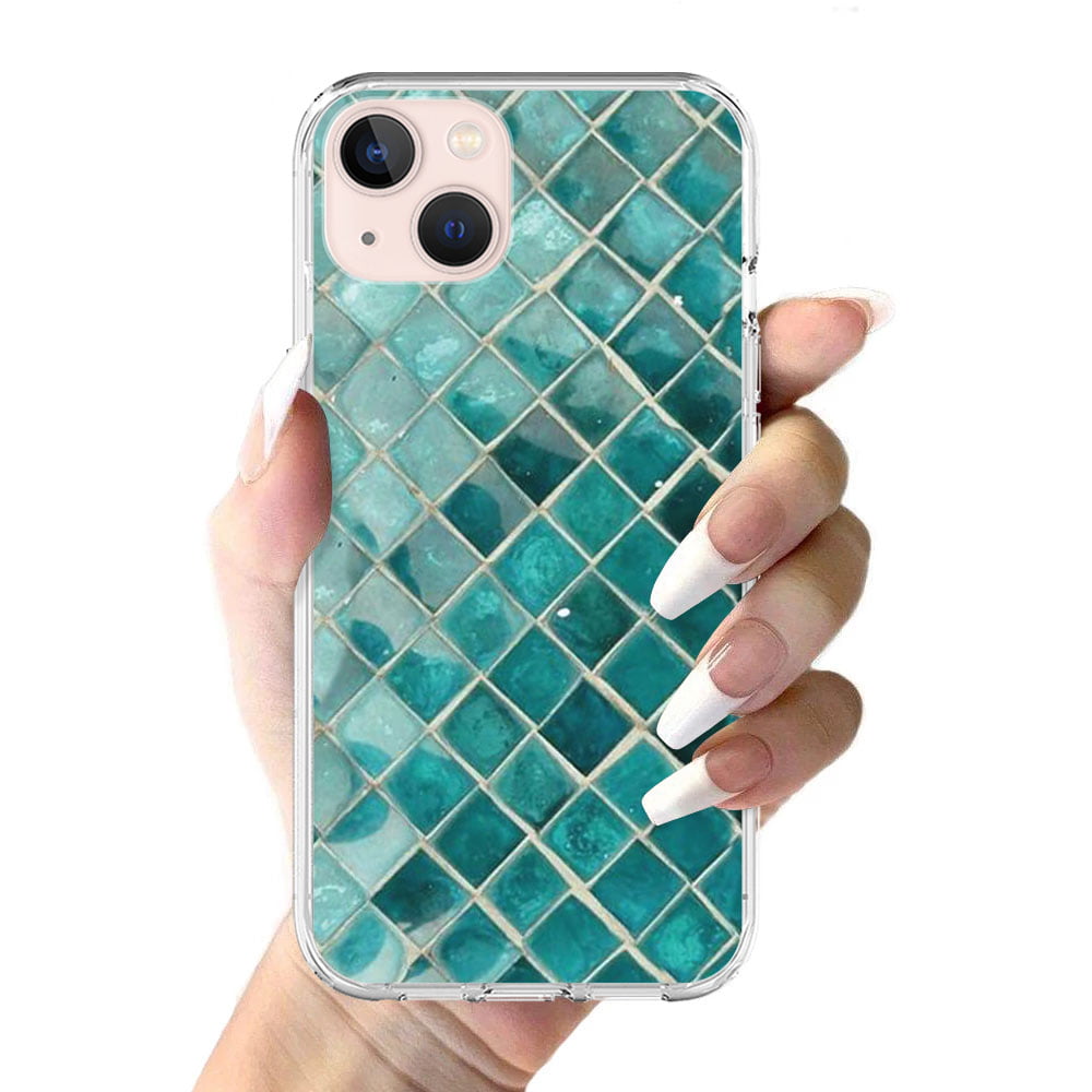 Green Diamond Grid Cute Phone Case for iPhone 6, 7, 8, SE 2022, 11, 12, 13,  14, Pro Max, Mini, XS Max, X, XR, and 8 Plus Cover