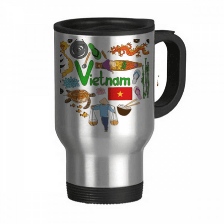

Vietnam Love Heart Landscap National Flag Travel Mug Flip Lid Stainless Steel Cup Car Tumbler Thermos