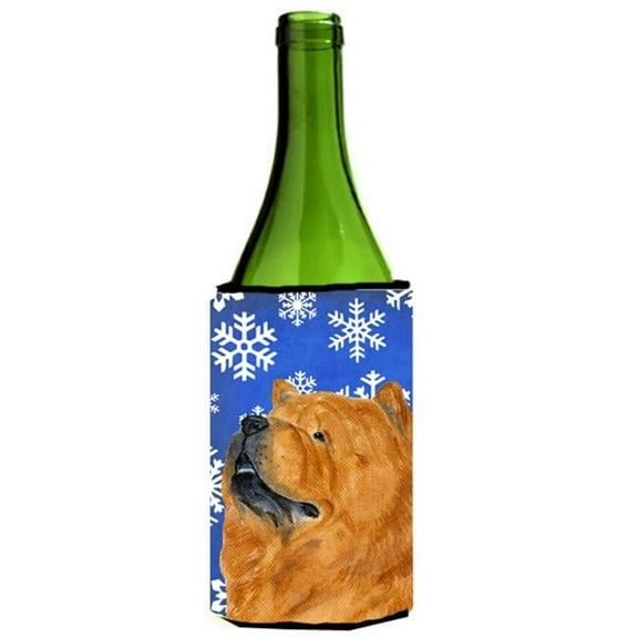 Chow Chow Winter Snowflakes Holiday Wine bottle sleeve Hugger 24 oz.