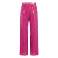 thumbnail image 4 of Jhaoyu Kids Girls Glitter Sequin Elastic Waist Bell Bottom Pants Hip Hop Performance Disco Party Hot Pink 8, 4 of 7