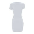 thumbnail image 6 of Ichuanyi Woman Dress, Summer Women's Fashion Casual Solid Color V-Neck Sexy Slim Short Sleeve Dress, 6 of 8