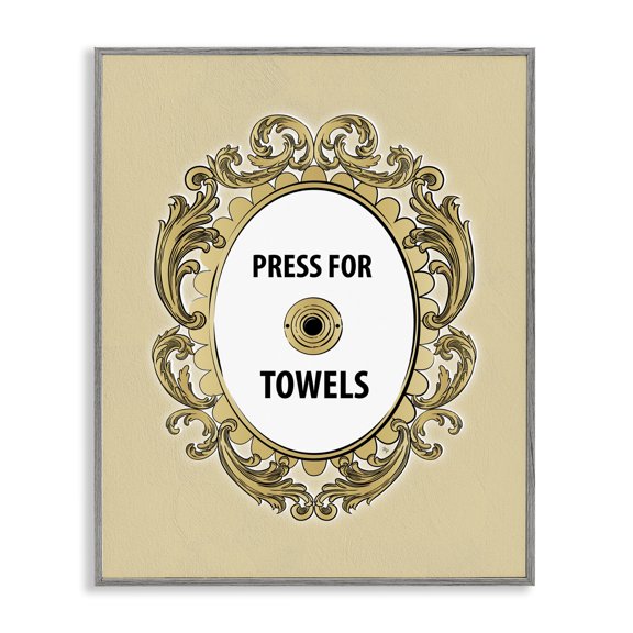 Stupell Industries Eclectic Press For Towels Ornate Bell Gray Framed Giclee Art, 16 x 20, by Martina Pavlova