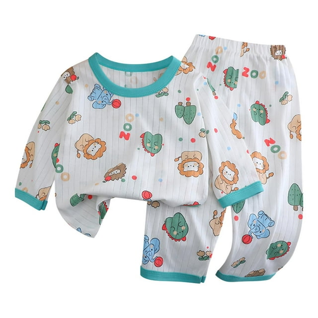 Odeerbi 1-6 Años Niños Niñas Pijama de Verano de Algodón de Manga Larga Conjunto de Pantalones Con Estampado Suave Ropa de Dormir Conjuntos de Pijama de Dos Piezas