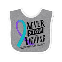 Inktastic Never Stop Fighting Suicide Prevention Awareness Ribbon Boys or Girls Baby Bib