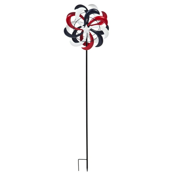 Evergreen 48"H Wind Spinner Garden Stake, Americana, 11.6'' x 5.3'' x 48'' inches.