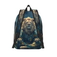 thumbnail image 2 of Picia Starry Sky Meditating Lion Printed Canvas Daypack - Stylish and Durable Vintage Compact Backpack - Class, Work, Travel, or Laptop Bookbag,Organized Compartments-Small, 2 of 6