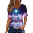thumbnail image 2 of jobturf Halloween Shirts for Women V-Neck Short Sleeve Tee Tops Cute Fall Ghost Pumpkin Graphic Blouses Retro Vintage Festival T Shirt, 2 of 5