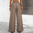 thumbnail image 6 of Maqroz Palazzo Pants for Women Dressy Plus Size Teacher Outfits Cotton Linen Summer Boho Wide Leg Drawsting High Waist Casual Lounge Pant 2026 Beach Travel Vacation Outfits Khaki XL, 6 of 7