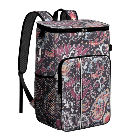Aesthetic Tribal Design Insulated Cooler Backpack - 20L Leakproof Lunch Bag, Long-Lasting Insulation for Camping & Beach