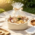 thumbnail image 5 of Woven Cotton Storage Basket with Handles, Decorative Gift and Organizer Basket for Shelf, Closet, Bathroom and Pantry, Beige, 5 of 6