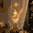 thumbnail image 6 of Enchanted Moonlight Tree Topper, Christmas Tree Topper Golden Crescent Glow, Dangling Snowflake Charm, Lighted Festive Ornament, Magical Holiday Centerpiece(Angel's Christmas Moon), 6 of 8